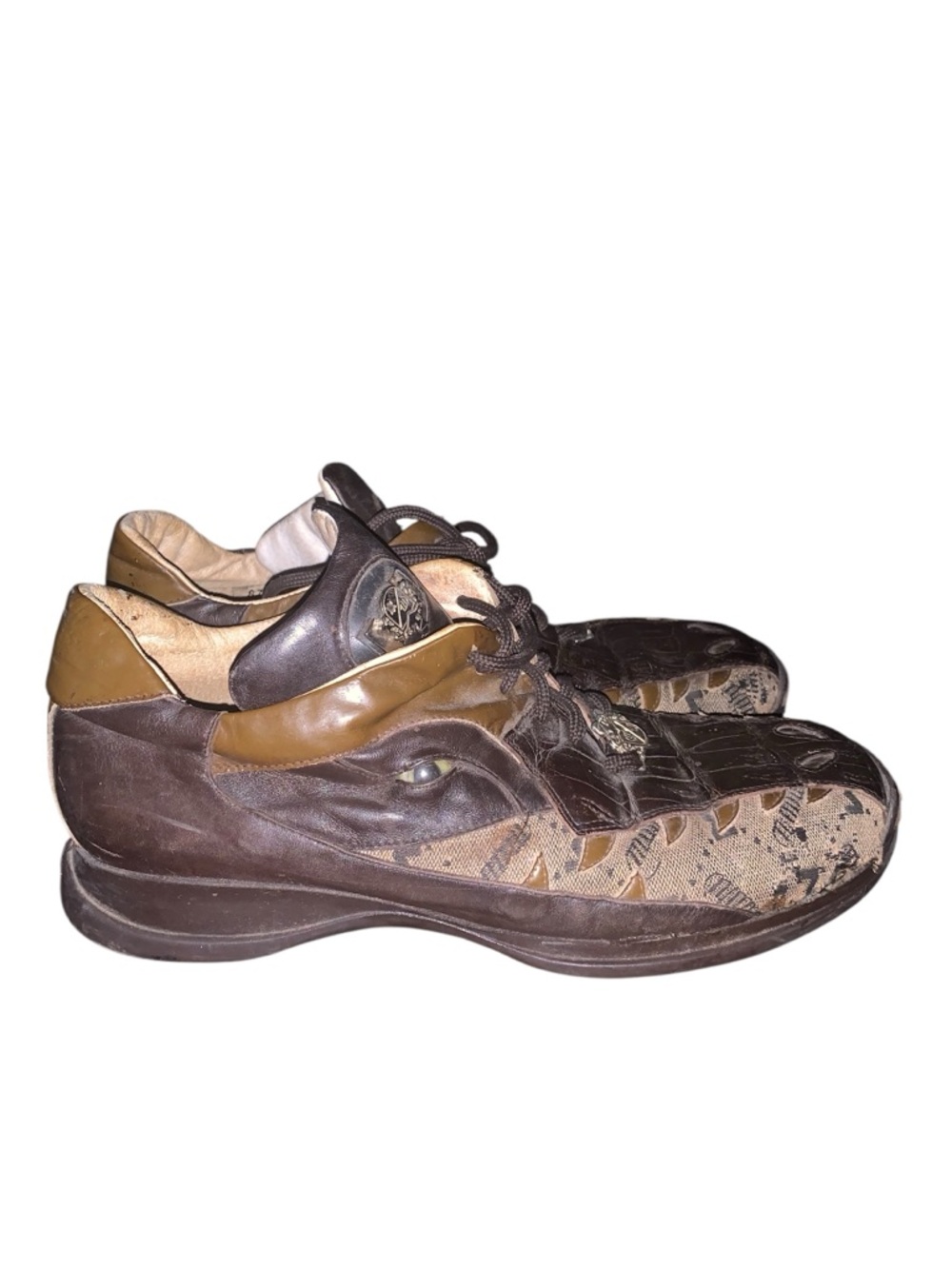 Mauri 8770 Dark Brown Baby Crocodile + Fabric Sneakers - Picture 6 of 7